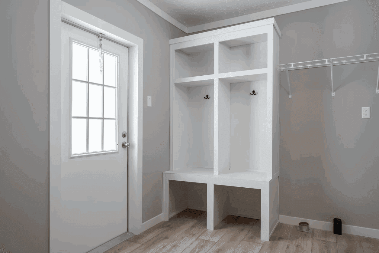 The limestone interior home features