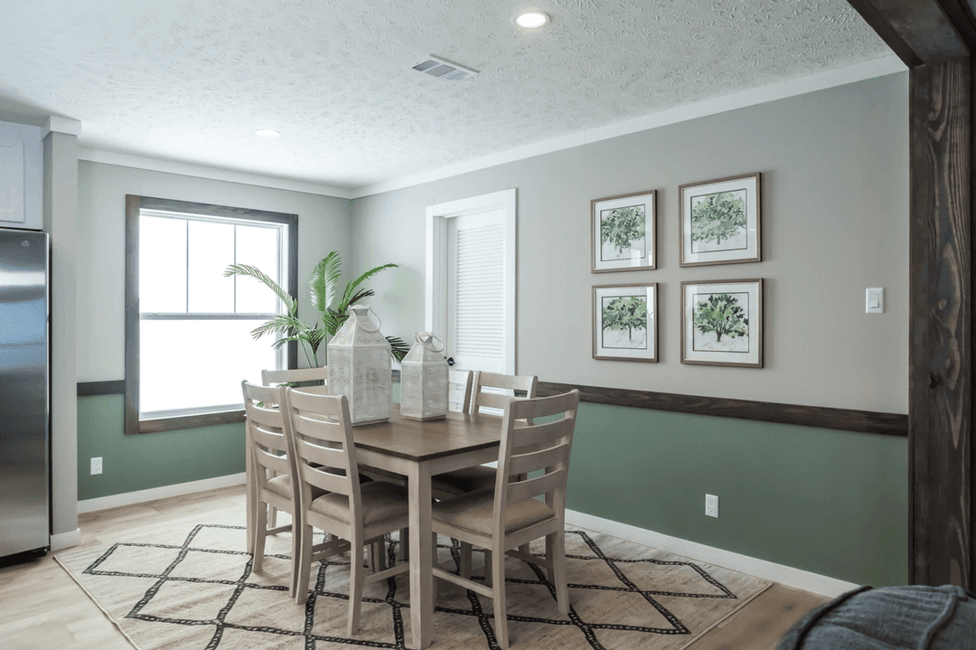 The limestone interior home features