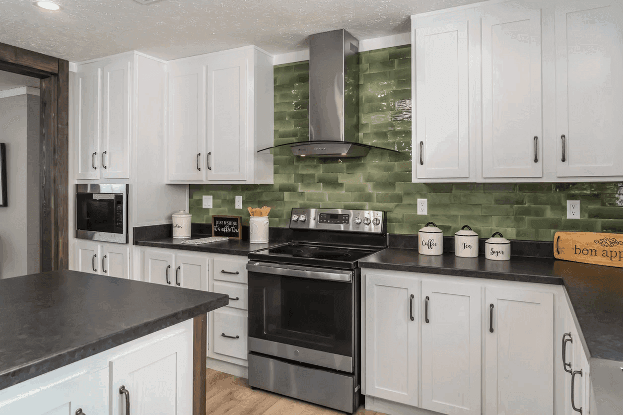 The limestone kitchen home features